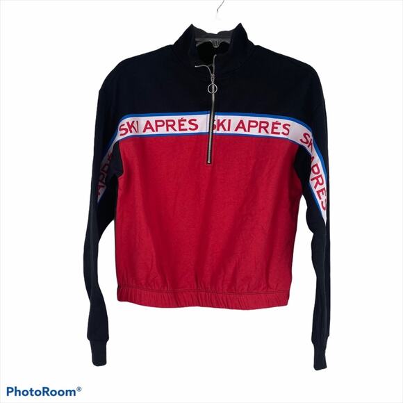 Well Worn NWOT Ski Apres 1/2 Zip Pullover Sweater Size XL Red Elastic Waist - Picture 3 of 8